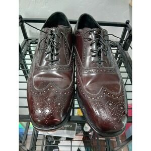 Florsheim Men's Oxfords sz 9.5 D Burgundy Brown Leather Wingtip Dress Shoes